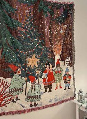 Mer毯ryC墙hristmascxtdhrtT圣诞挂毯圣诞树沙发盖布节日布置面装