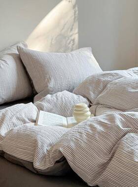 轻奢060s纯水洗棉床上四FUO件套1全棉床棉品提花被套床单三0件套