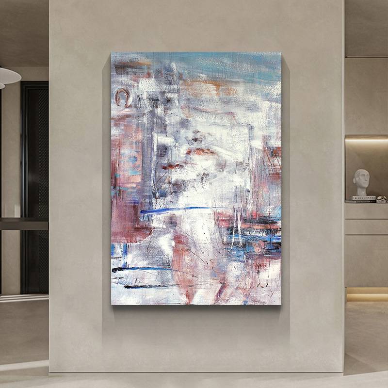 纯手绘油画客厅玄关过道立体肌理装饰挂画大幅抽象现代简约落地画图片