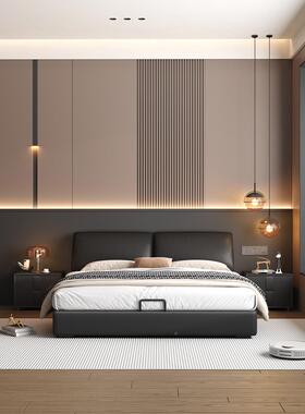 软式包大象双人皮床现代简约耳朵床XAH别真墅高端大气主卧黑意色