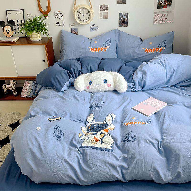 DPGA三类母级超柔加厚床毛巾绣卡通被套单四件套床笠学生宿婴舍件