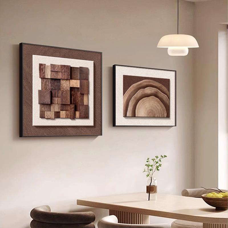 意式卧室床头装饰画几何抽象立体感餐厅挂画简约现代房间主卧壁画图片