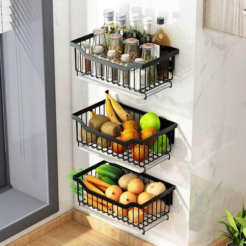 304不锈碗钢果蔬篮壁挂免打孔壁调料架F97T5SJ6碟收纳架带墙架沥,厨房/烹饪用具,抹布架/厨房清洁收纳架,淘宝优惠券,粉丝福利购,淘宝优惠卷