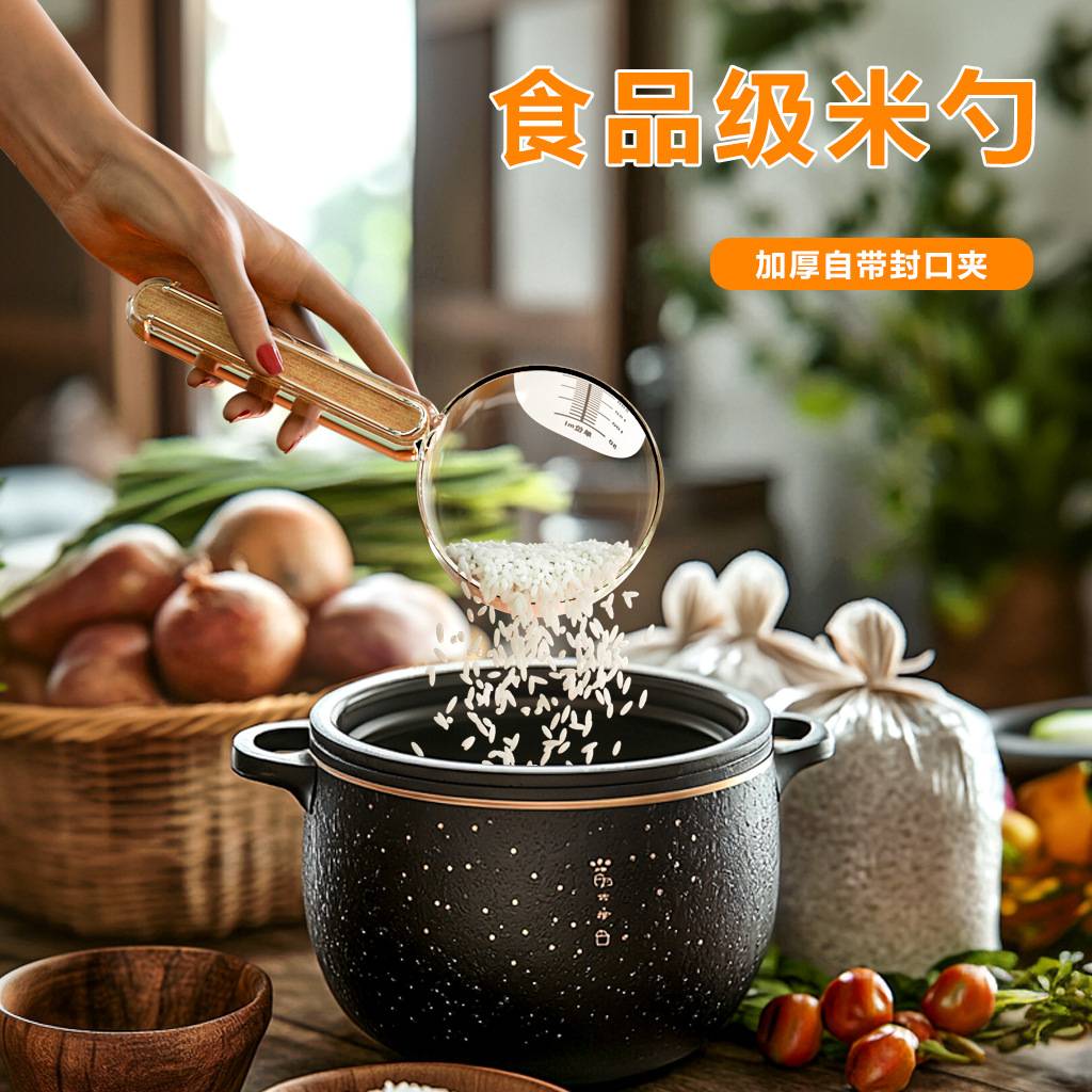 舀米勺多功能挖面粉奶粉米粉勺子家用长柄量勺加大加深米面舀面勺