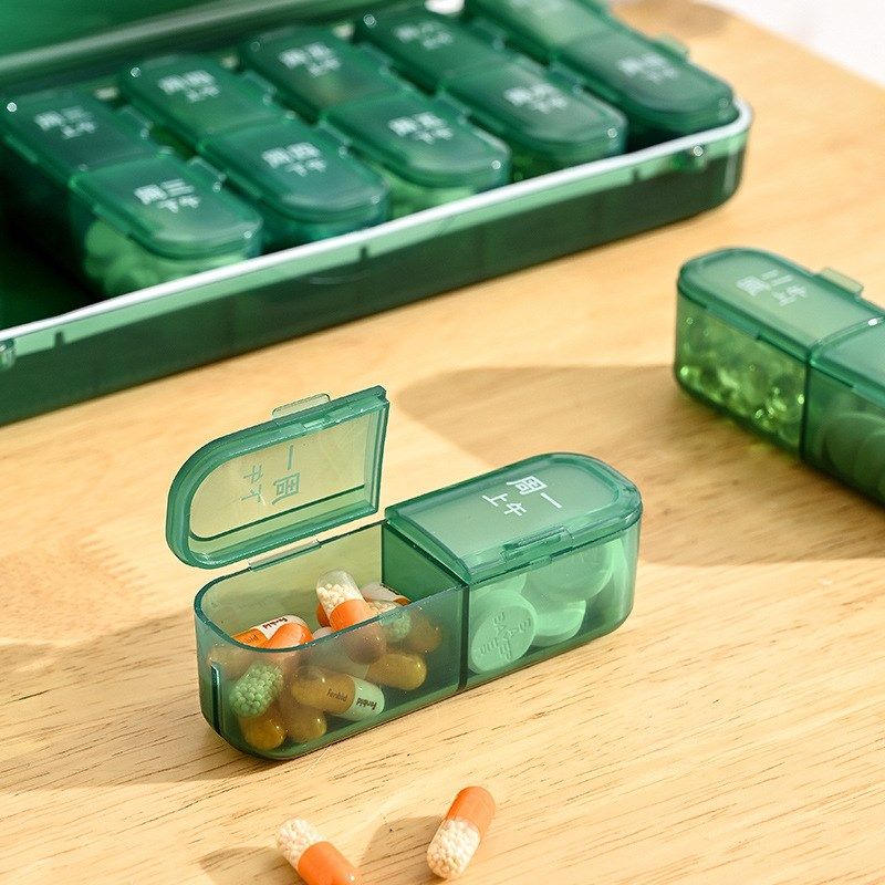 药盒便携7天早i晚随身药品分装盒一周七天吃药提醒盒大容量分药器,收纳整理,药盒,淘宝优惠券,粉丝福利购,淘宝优惠卷