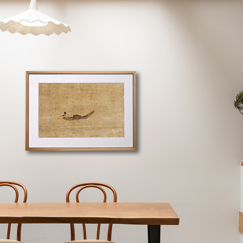 桔子格调 寒江独钓图 宋马远实A木中式日式装饰画客厅玄关书房挂