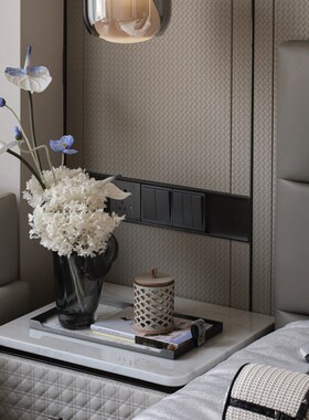 样板房客厅茶几收纳托盘装饰花瓶玄关L边柜成品花艺轻奢装饰品