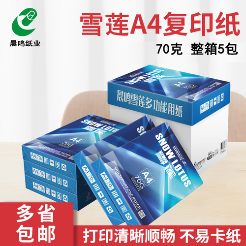 A4打印复印纸整箱70g80gA4纸打印白纸A4O打印纸一箱5包办公用纸