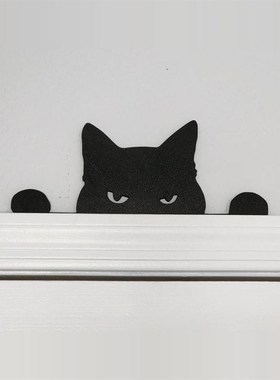 外贸 金属工艺品黑色猫咪门框门角装饰门L顶装饰窗户室内墙面摆件