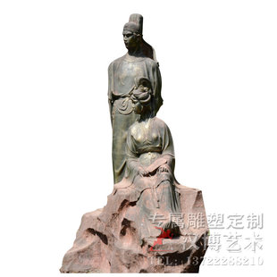 大禹治水景观雕像广场古代神话传统玻璃钢铸铜人物景.观雕塑制作