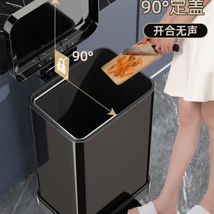 厨房不锈钢客厅脚踏式 垃圾桶家用202i2新款 脚踩带盖卫生间厕所大