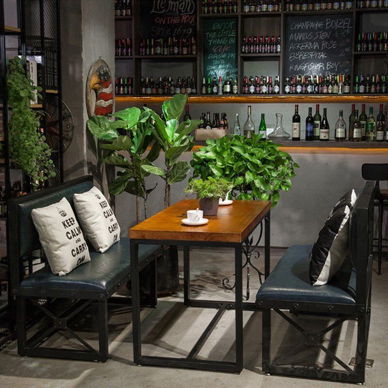 美式复古a工业风做旧铁艺咖啡厅卡座沙发西餐厅酒吧休闲吧桌椅组