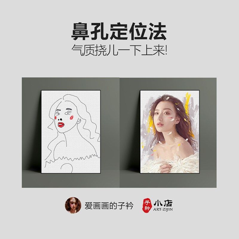 爱画画的子衿纯手绘人像油画装饰画照片板绘艺术U画情侣表白礼物
