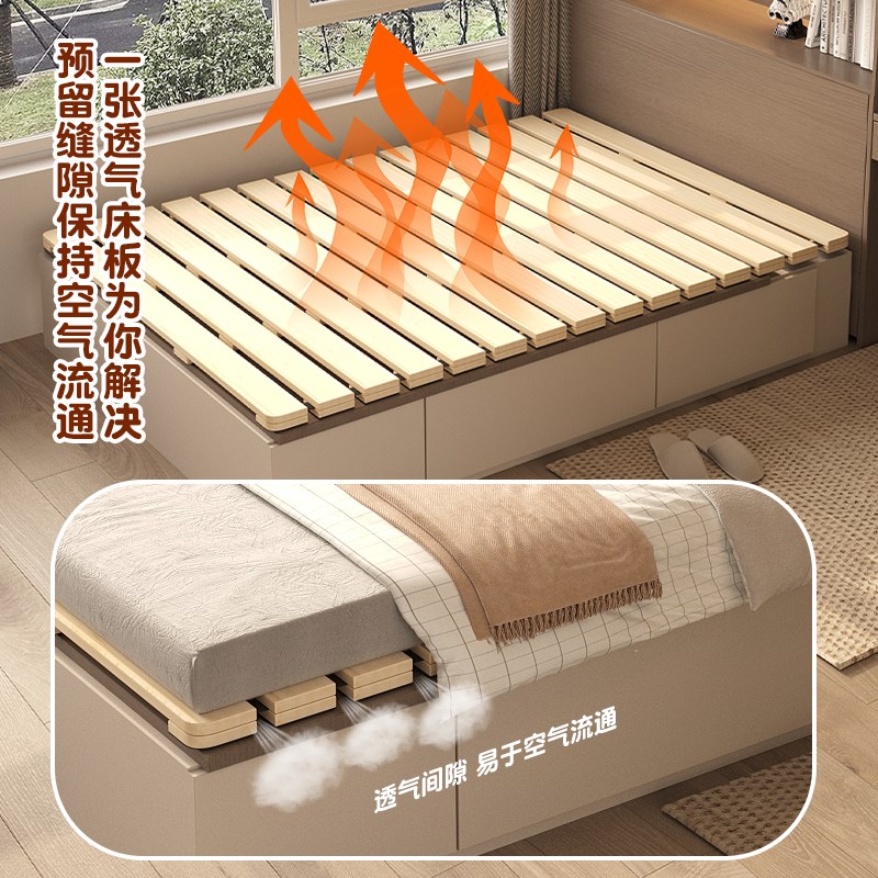 榻榻米床架实木排骨架床垫地x铺透气防潮神器床板可折叠松木床架