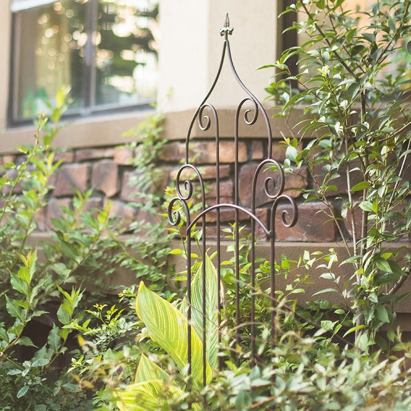 复古铁艺月季爬藤架庭院阳台网格植物I花架篱笆隔断栅栏装饰花插