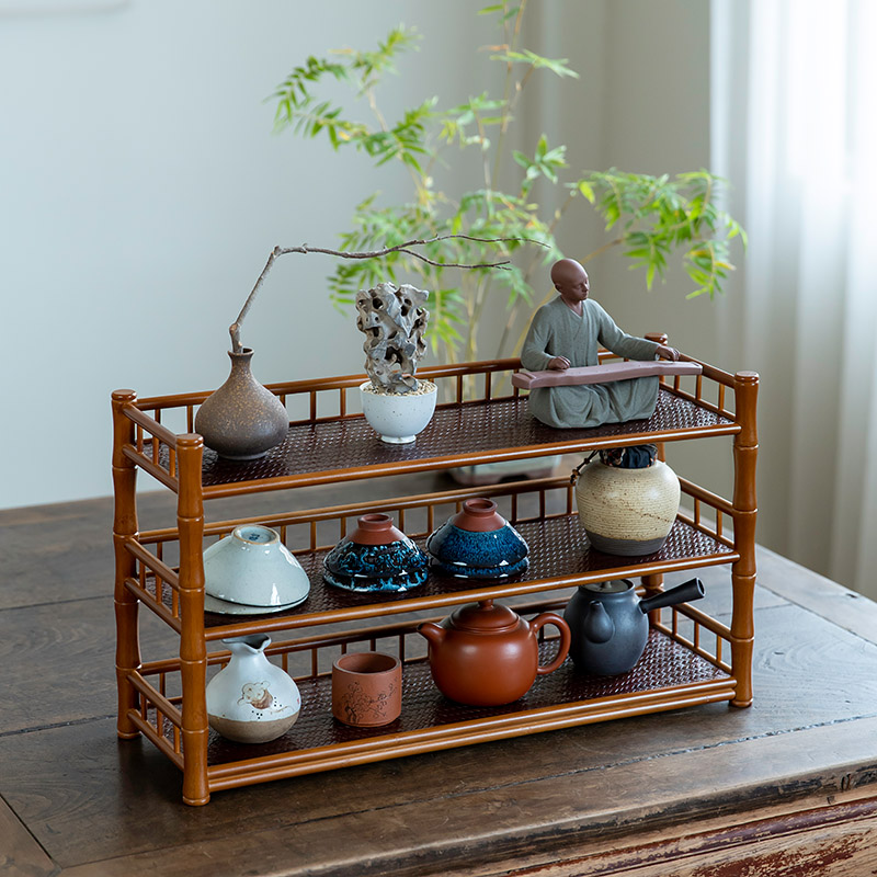 艳库/茶具收纳架双层茶壶t架功夫茶具展示架茶杯沥水架桌面置物架