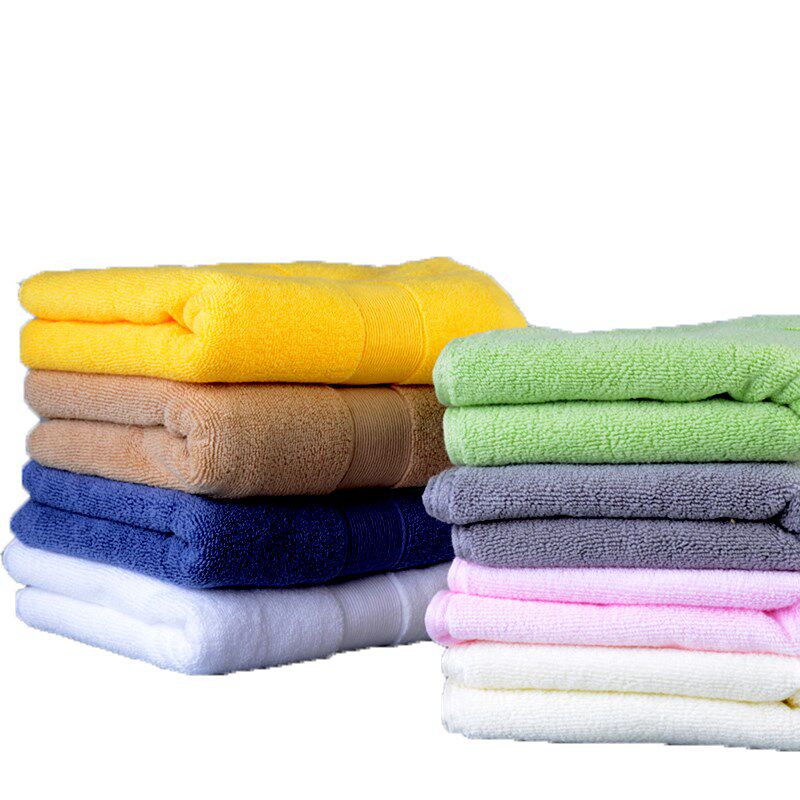 酒店新款锻边白色纯色柔软浴巾宾馆纯棉毛巾吸水S不掉毛沙滩巾澡