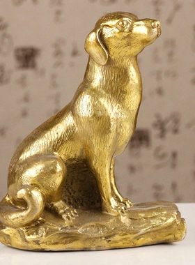 铜狗摆件纯铜生肖狗风水家居装饰礼品办公室金Y属工艺品摆设