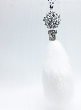 汽车挂件车内吊饰狐狸毛水晶韩国B可爱高档女士车载吊坠车上挂饰