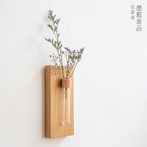 日式壁挂花器花插木制玄关客厅餐厅墙面插花器皿装饰墙.上挂墙花
