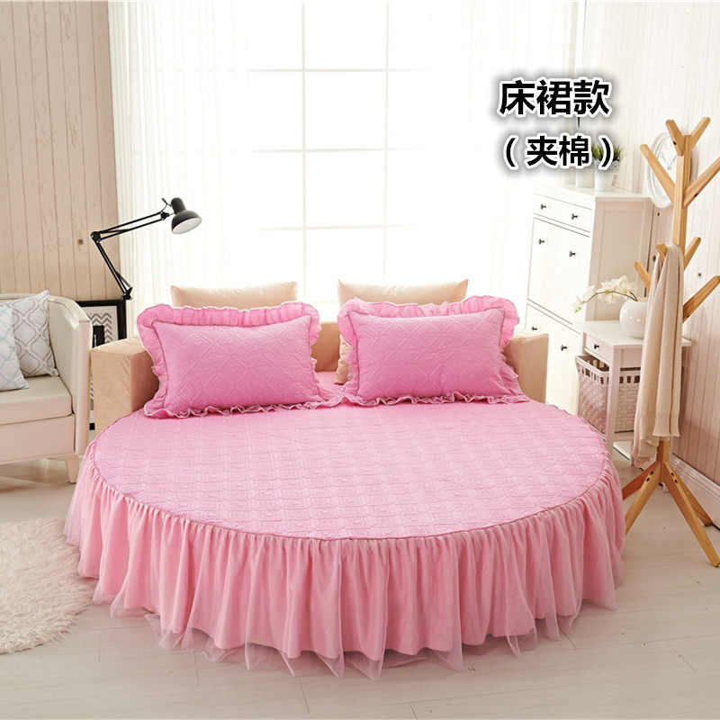 定做纯棉圆e床床裙单件全棉宾馆圆形床单加厚夹棉床罩纯色2m2.2米