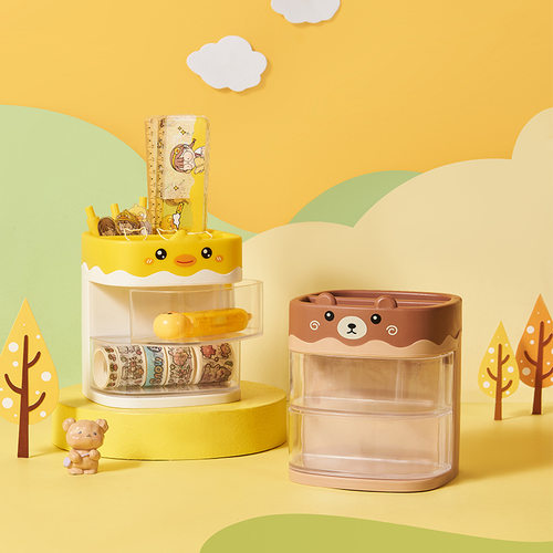 多功能文具收纳盒桌面抽屉学生书桌笔筒文具盒工位整理神器办公桌置物架大容量办公桌面文具用品桌面整理盒