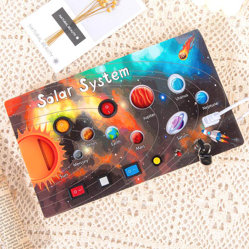 몬테소리 조기 교육 어린이 바쁜 보드 LED 발광 잠금 전자 과학 및 교육 교육 국경 장난감 나무 장난감