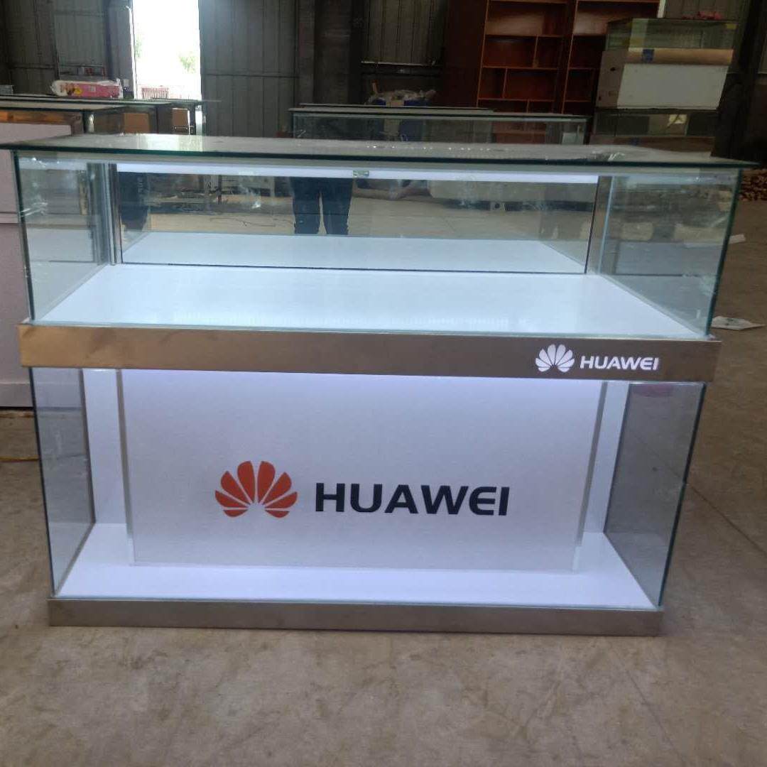 手机柜台新款商用珠宝饰产品转角柜靠墙烤漆铁柜透明玻璃展示柜台