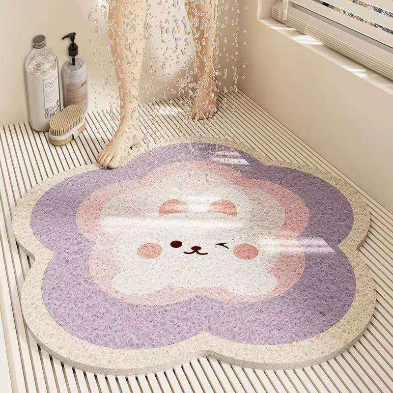 花朵浴室PVC丝圈地垫卫生间镂空排水脚垫淋浴房防摔防滑垫可裁剪,餐饮具,餐垫,淘宝优惠券,粉丝福利购,淘宝优惠卷