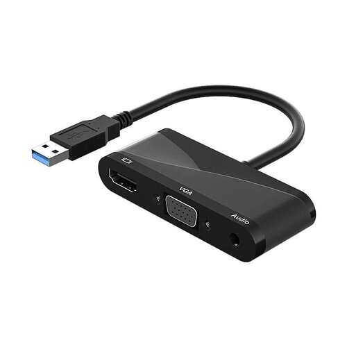 usb3.0转hdTV vga二合一转接线usb3.0投屏高清vga带3.5集线器免驱