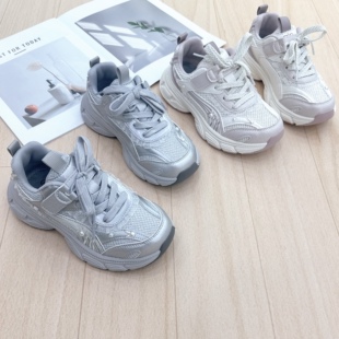 2026春季新款女童老爹鞋双网透气舒适时尚百搭老爹鞋防滑魔术贴