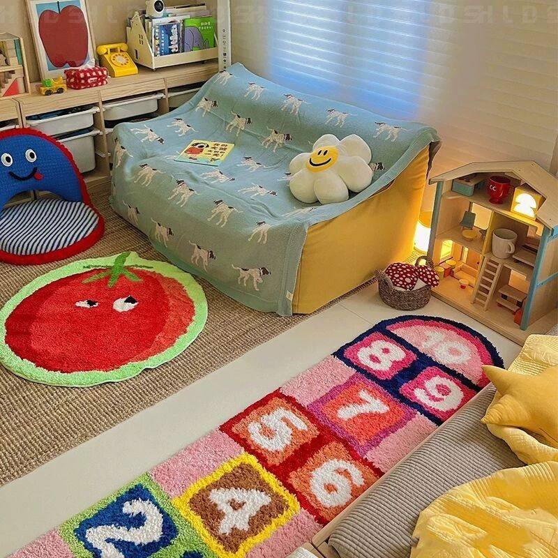 跳房子地垫卡通地毯卧室床边毯趣味游戏仿羊绒绒毛沙发茶几毯装饰,居家布艺,地毯,淘宝优惠券,粉丝福利购,淘宝优惠卷