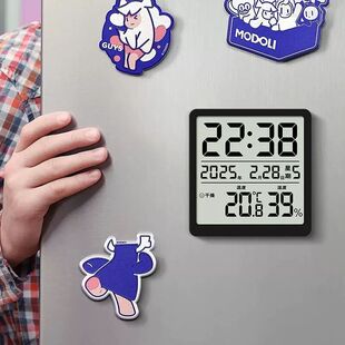 磁吸冰箱日历款时钟超薄温湿度计室内家用多功能闹钟电子式温度表