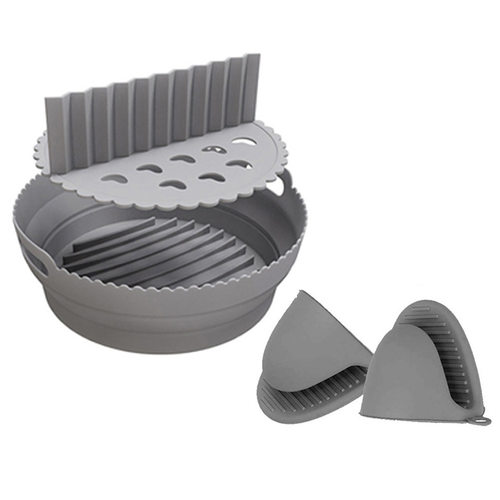 跨境新品空气炸锅垫烤盘带隔层圆形8.5寸 Air fryer liner tray
