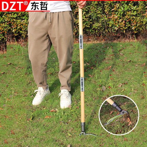 新型站立式拔草器除草器 起根器手动免弯腰起根铲夹子 木柄除草器