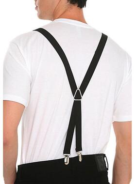 男女通用4夹背带纯黑色成人松紧背带背带夹吊裤带演出吊带