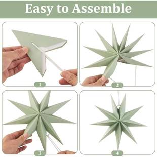 九角星挂饰圣诞节派对装饰灯罩商场节庆场景布置星星折纸吊饰跨境