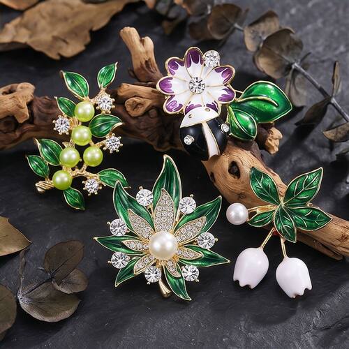 清新森系绿色植物胸针小众设计精致可爱合金滴油饰品防走光别针