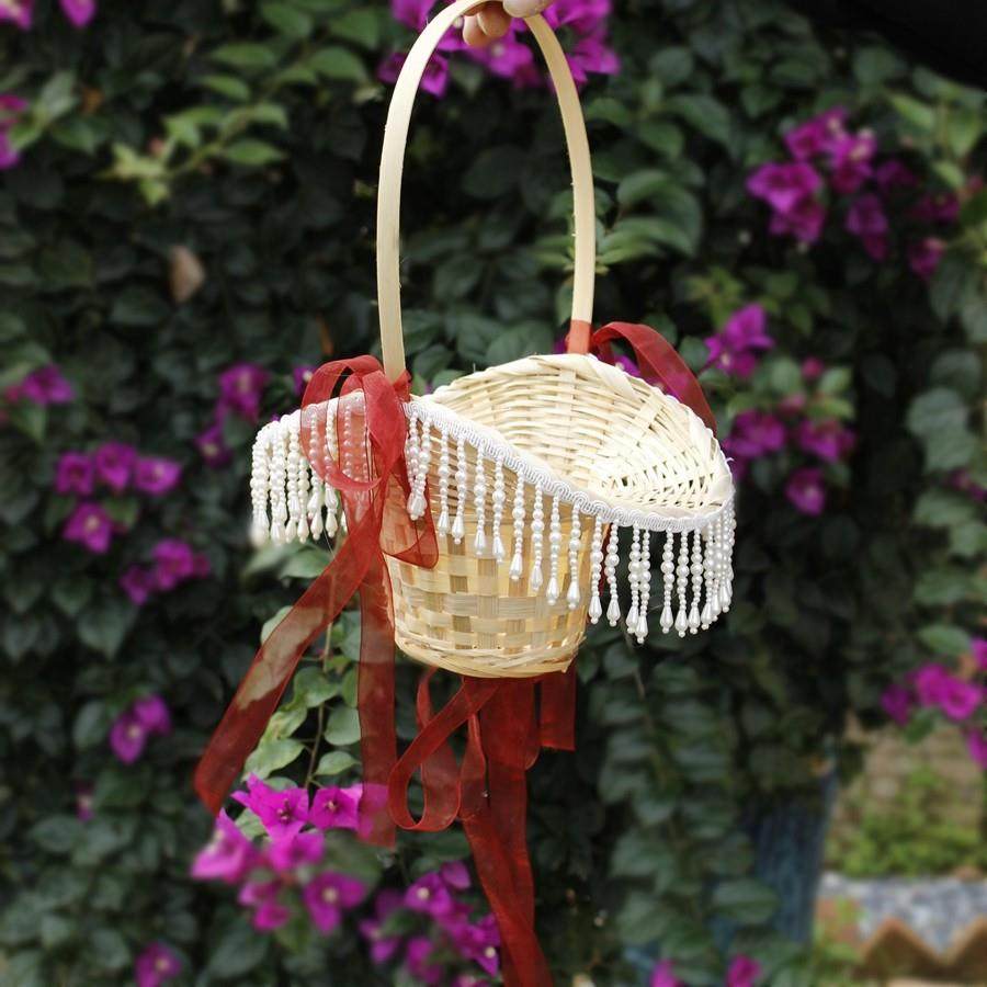 汉服摄影道具花篮新宫廷舞蹈古风流苏手提竹编篮广场舞花篮子,家居饰品,餐桌花艺,淘宝优惠券,粉丝福利购,淘宝优惠卷