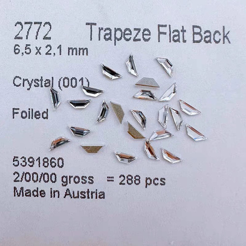 2772小梯形施华洛异形钻白色平底尖底美甲钻华子2026