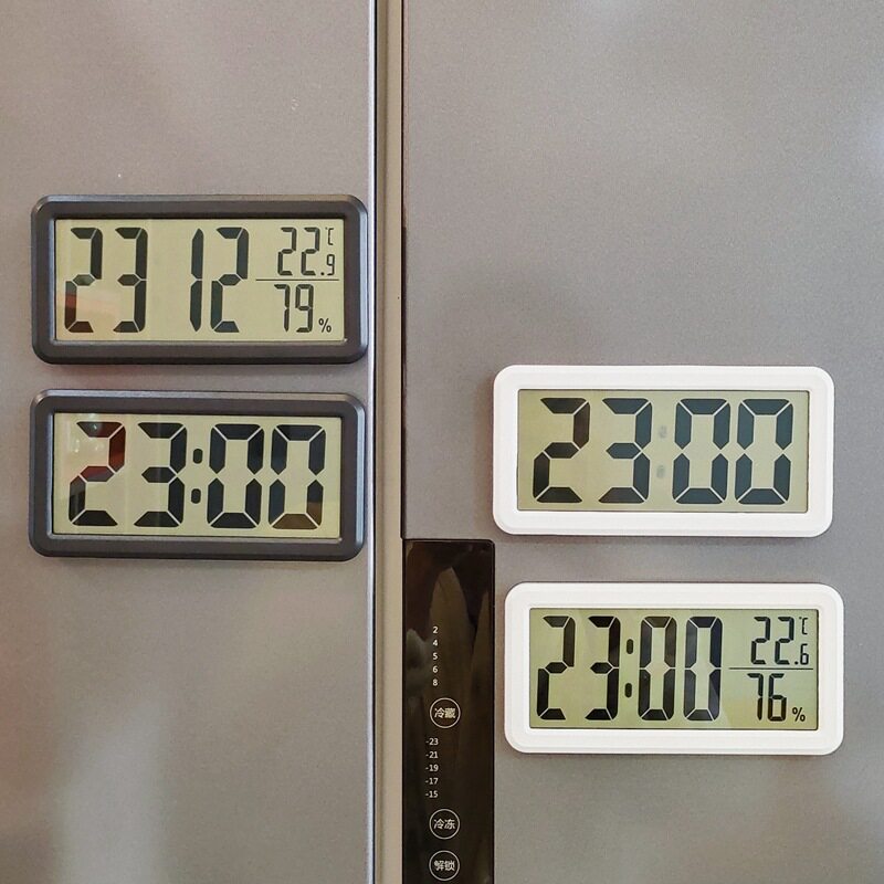 简约大数字磁吸冰箱时钟温湿度电子钟表挂墙桌面厨房磁铁闹钟贴墙