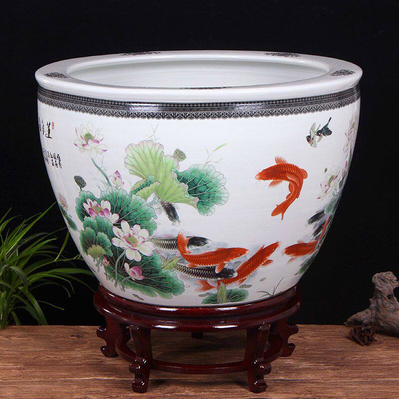 陶瓷鱼缸养金鱼缸碗睡莲花盆荷花缸乌龟缸大号书画水缸阳台