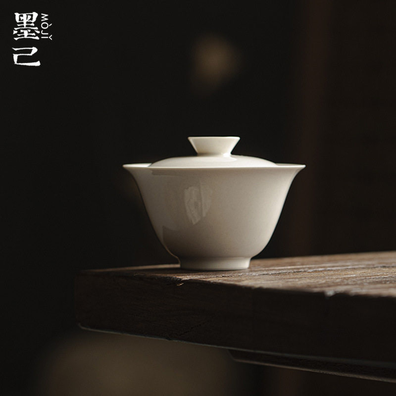 墨己 草木灰古泥凡灵盖碗 文人器功夫茶具陶瓷薄胎不烫手泡茶碗