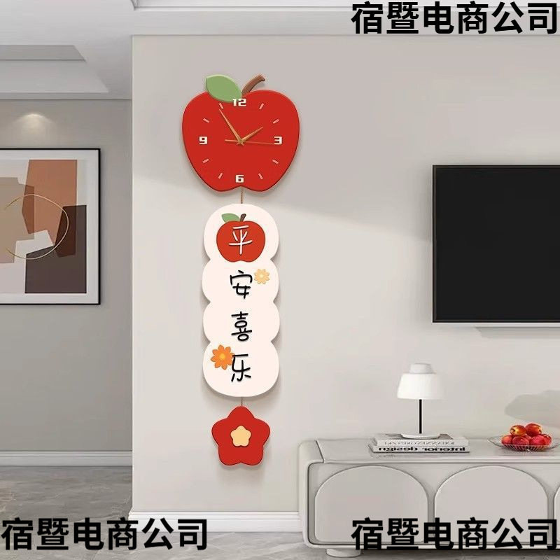 新款平安喜乐入户玄关装饰画挂钟客厅电视背景墙挂饰墙面挂件钟表