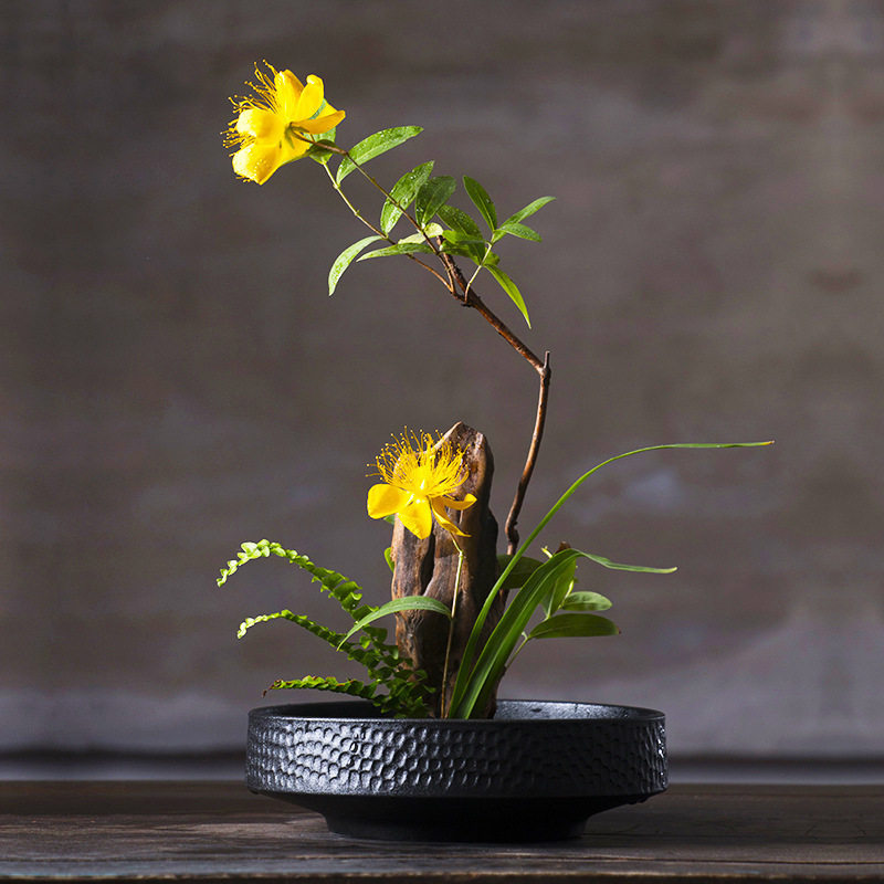 剑山陶瓷插花器小原流池坊花道中式花盆大盘器皿禅意水培日式复古,家居饰品,仿真植物盆景,淘宝优惠券,粉丝福利购,淘宝优惠卷