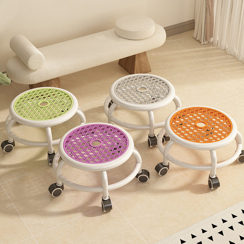 万向轮小凳子滑轮矮凳移动家用小型美缝小板凳坐凳带轮子的小圆凳