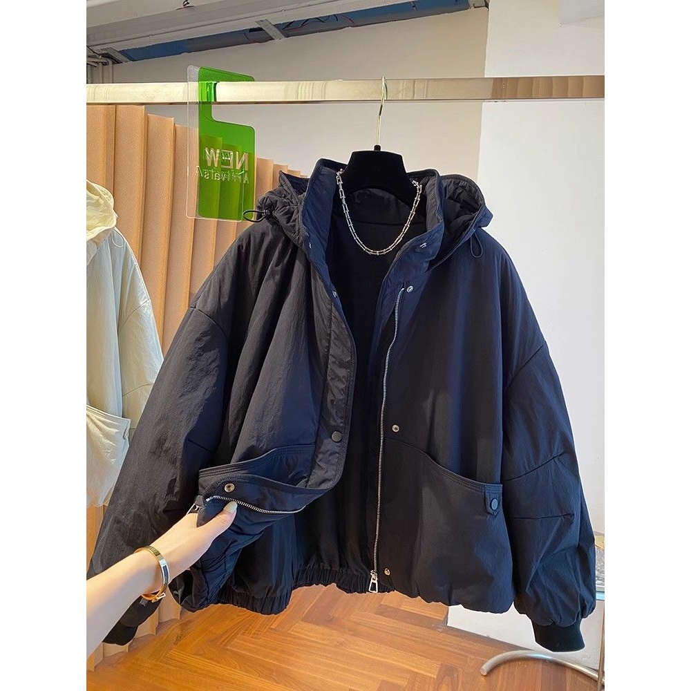 感连帽棉服女冬季2024新款宽松休闲小个子百搭保暖棉衣外套潮