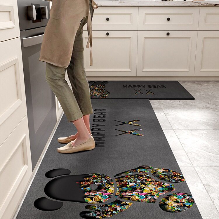 厨房地垫吸水防滑防油可擦免洗耐脏简约轻奢高级感硅藻泥定 制脚