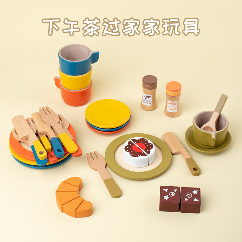 出口仿真下午茶套装儿童蛋糕礼物组合点心过家家茶具玩具ins女孩