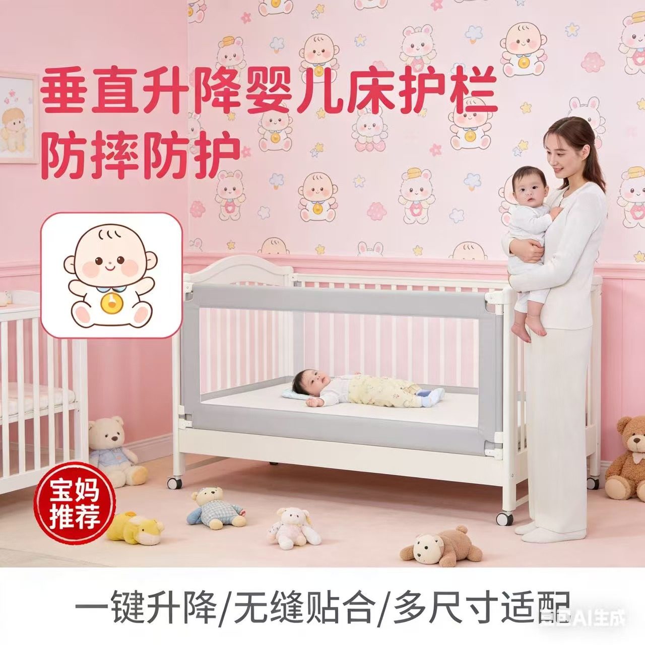 免打孔床围栏宝宝专业防摔护栏婴儿挡板加高围栏婴儿护栏升降床围,婴童用品,床护栏,淘宝优惠券,粉丝福利购,淘宝优惠卷